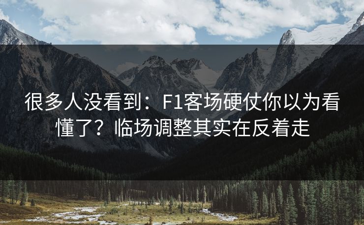 很多人没看到：F1客场硬仗你以为看懂了？临场调整其实在反着走